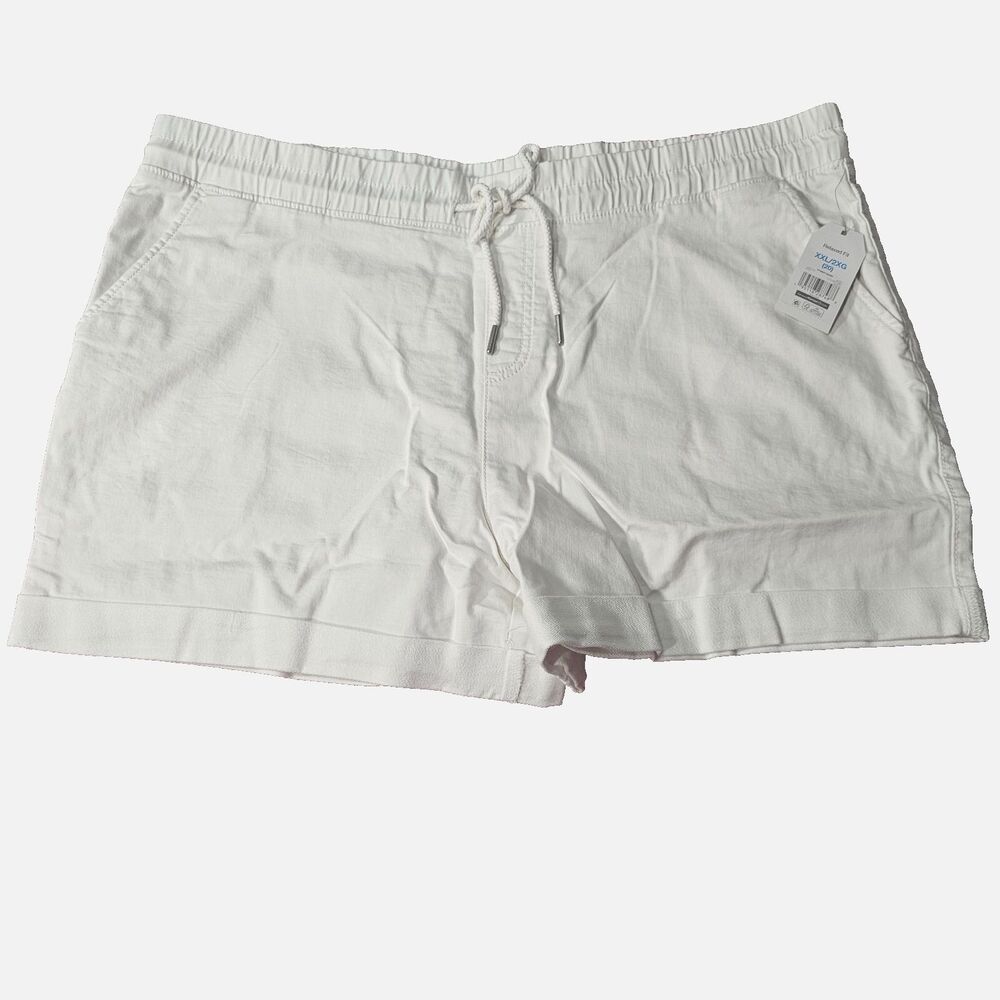 Time And Tru Shorts Women XXL 20 Relaxed Fit Cuff Hem White
